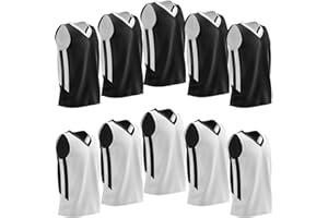 Pack of 10 Reversible Men's Mesh Performance Athletic Basketball Jerseys - Blank Team Uniforms for Sports Scrimmage Bulk