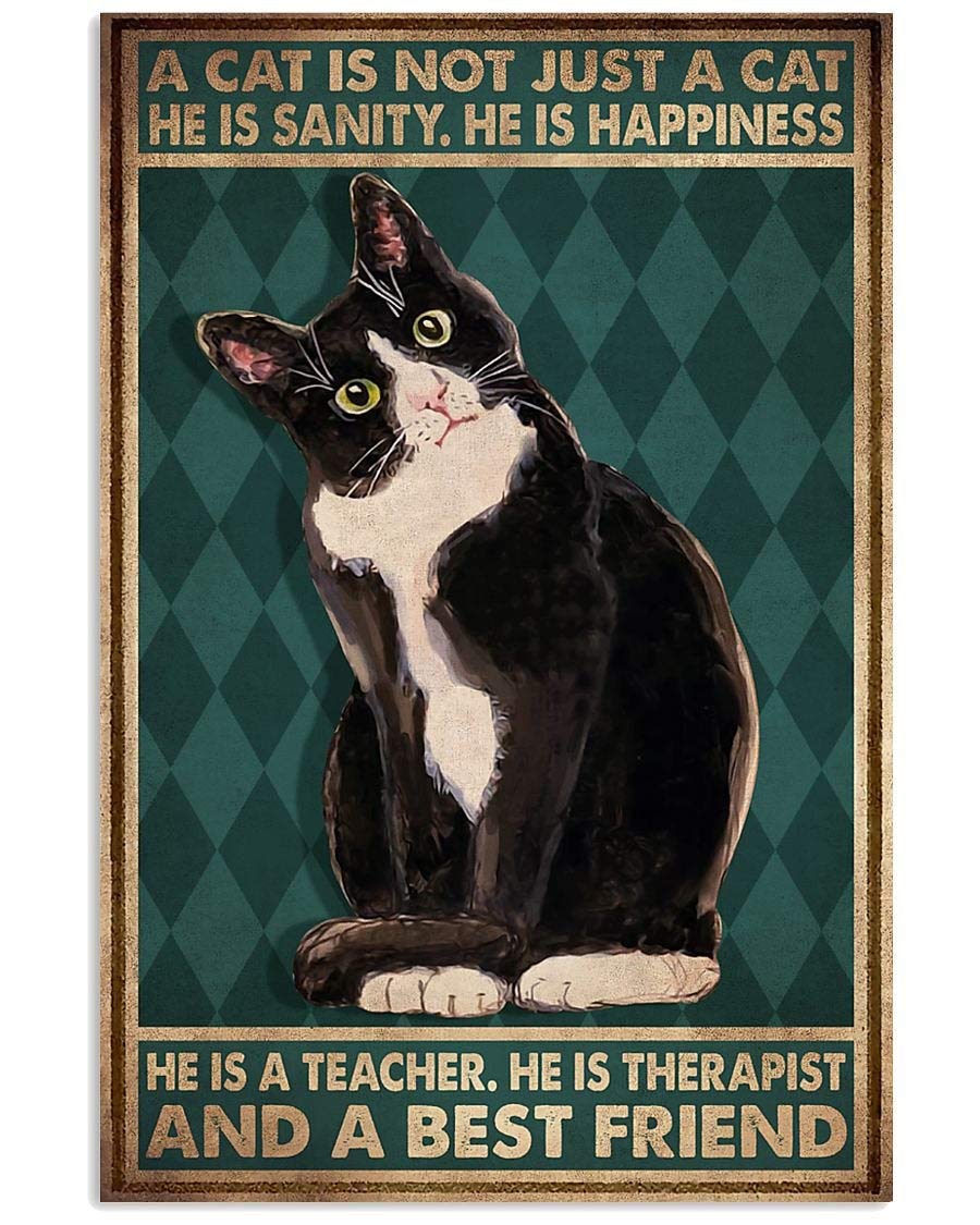LINQWkk Vintage Wall Poster Metal Plaque,Cat Is Not Just A Cat,Art Metal Wall Poster, Retro Style, Funny Cat, Living Room Garden Bedroom Office Hotel Cafe Bar Decor 8x12inch