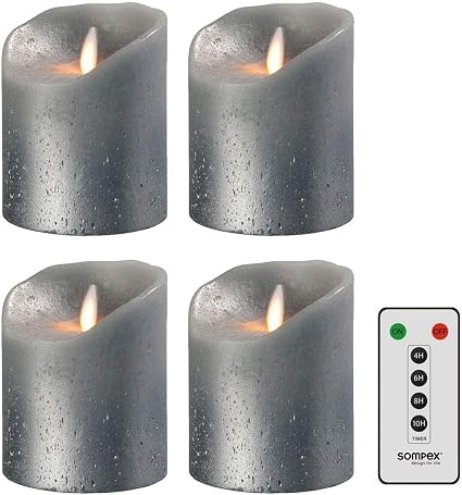 Led echtwachskerzen mit fernbedienung 4er set