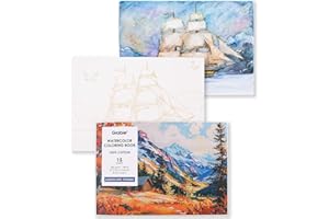 Grabie Watercolor Coloring Book, 15 Sheets A5 (8.3 x 5.8),Watercolor Book for Adults: Ignite Your Artistic Expression on 100% Cotton Paper (Land-Scape)