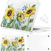 Sunflower Case Compatible with MacBook Air 13 inch Case 2020 2019 2018 A1932 A2179 A2337 M1, Clear Protective Hard Shell Cover with Yellow Floral Design,Transparent