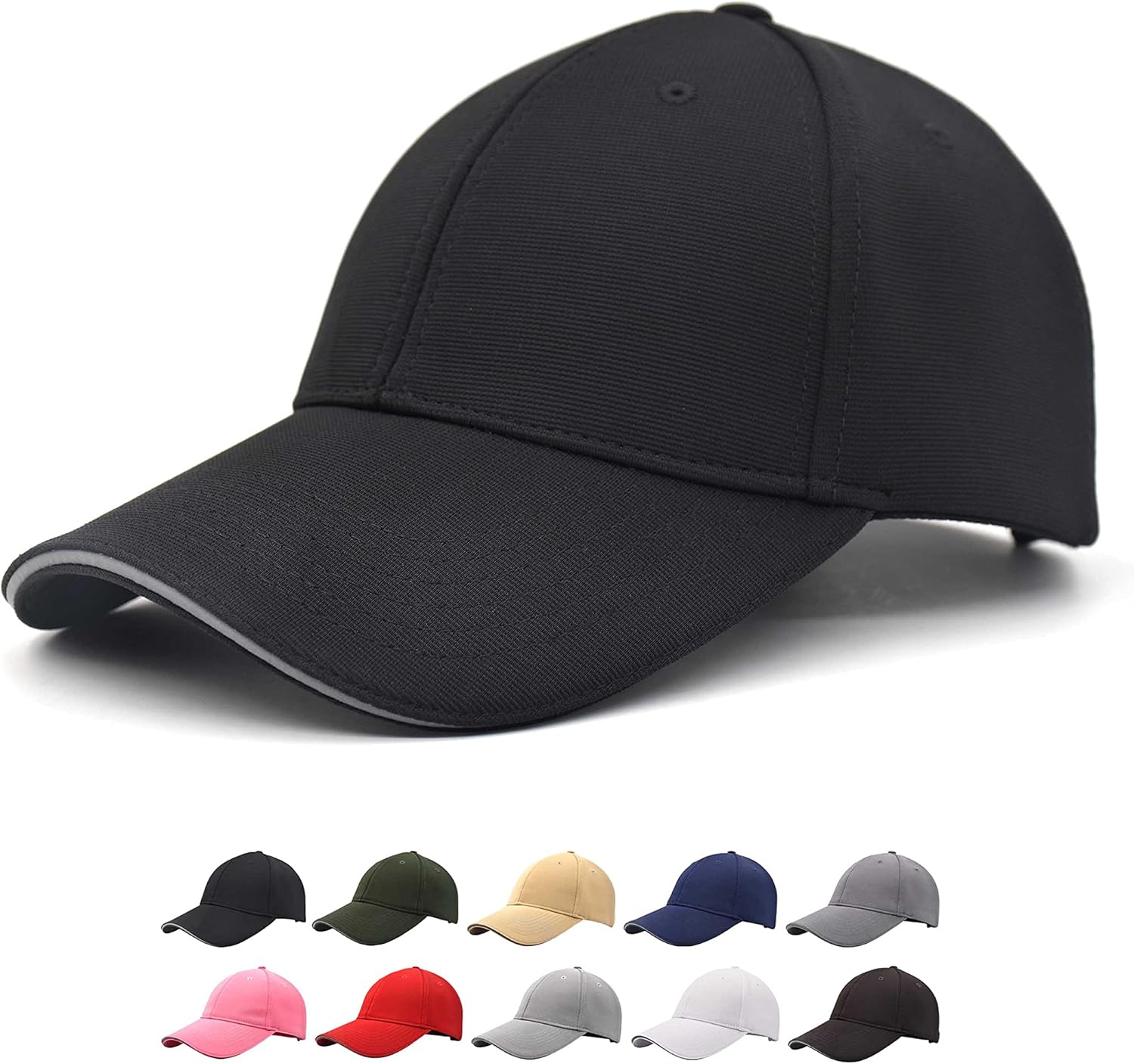Reflective Stripe, Baseball Caps, Daily Wear Adjustable Black caps