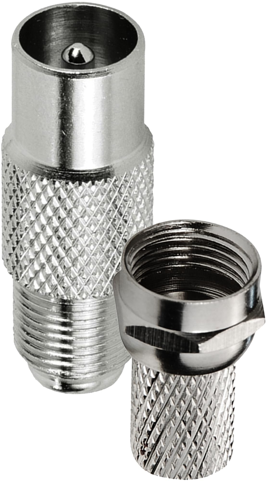 1STec 1 x Screw Type Male Coaxial TV Plug with Standard F-connector for 6mm RG6 CT100 WF100 Freeview Satellite Aerial Extension Wire to a Push in to Female UHF Coax Replacement Termination Adaptor