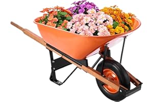VEVOR Wheelbarrow Cart, 6 Cu. Ft. Load & 330 lbs Capacity, One Wheel Garden Dump Cart Wheel Barrow with Metal Handle & 16" Wi