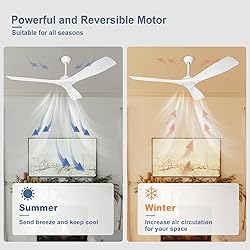 BvenuBigLite White Ceiling Fan with Remote: 3