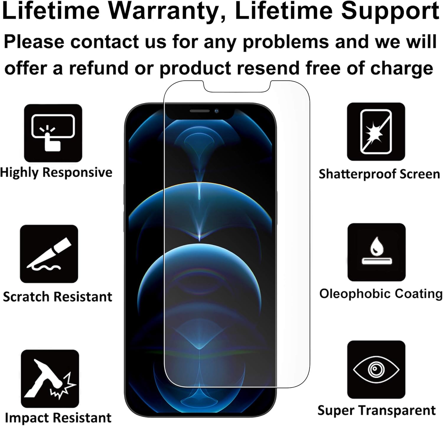 4youquality [4-Pack Screen Protector for iPhone 12 Pro Max (6.7-Inch), Tempered Glass Film - Image 3