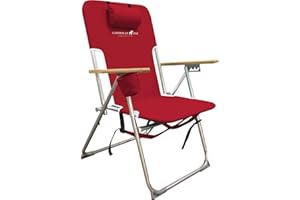 Caribbean Joe Folding Beach Chair, 4 Position Portable Backpack Foldable Camping Chair with Headrest, Cup Holder, and Wooden Armrests, 300 lb Capacity