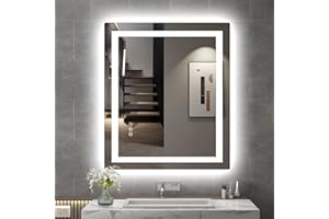 Twalsu 30x36 LED Mirror for Bathroom with Double LED Strips, Front and Backlit Lighted Mirrors for Bathroom Wall, 3 Colors and Stepless Dimmable LED Vanity Mirror with Lights, Anti-Fog, Memory