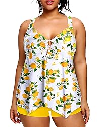 Holipick Plus Size Two Piece Tankini Top with