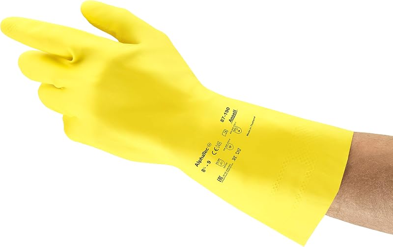 Ansell AlphaTec 87-190 Latex Work Gloves Yellow Size XL 12 Pairs Ultra Thin