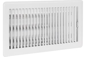 EZ-FLO 6 x 10 Inch (Duct Opening) Floor Register Vent Cover, One-Way Ventilation Register Diffuser, Solid Steel HVAC Air Vent Cover, White, 61637
