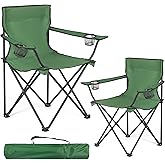 WEIDIORME 2 Pack Lightweight Camping Chairs, 300LBS Heavy-Duty Portable Folding Chairs with Carry Bag, Compact Design for Camping, Beach, Picnics, and Outdoor Event
