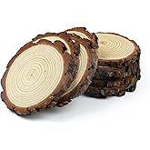 Natural Wood Slices for Centerpieces, Rustic Round Wooden Discs, 6-7 Inch, 10 Pack, Wedding Event Table Decor