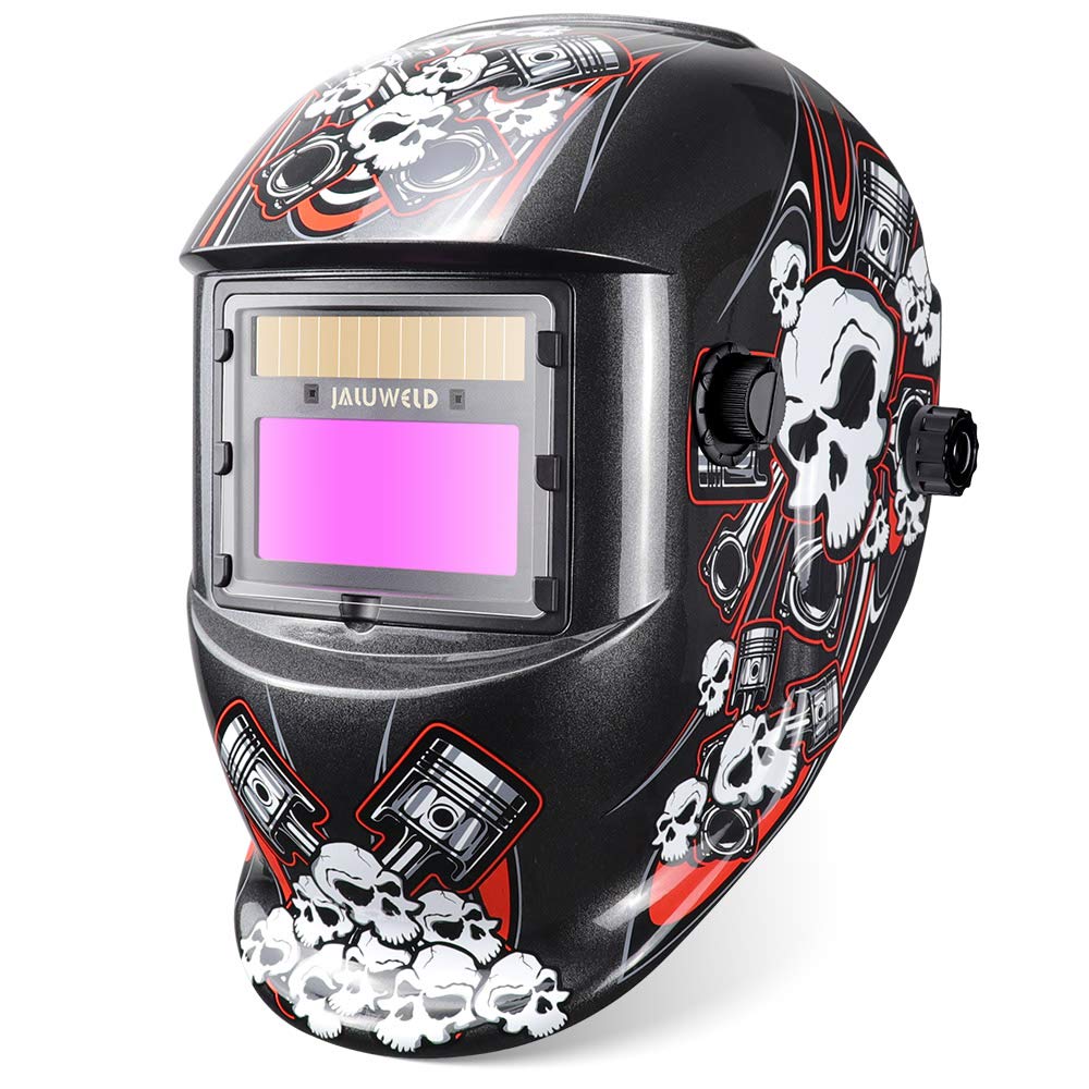 JALUWELD Auto Darkening Welding Helmet Adjustable Welding Mask Battery & Solar Powered Welders Helmet DIN9-13 Shade Welders Mask Arc Tig Mig Grinding