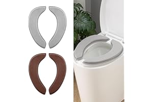 CELION 2 Sets Thicker Bathroom Toilet Seat Cover Pads, Soft Warmer Flannel Toilet Seat Cushion Cover with Memory Foam, Easy-Install Self-Adhesive Washable Comfortable Toilet Lid Seat Cover (Grey+Brown)