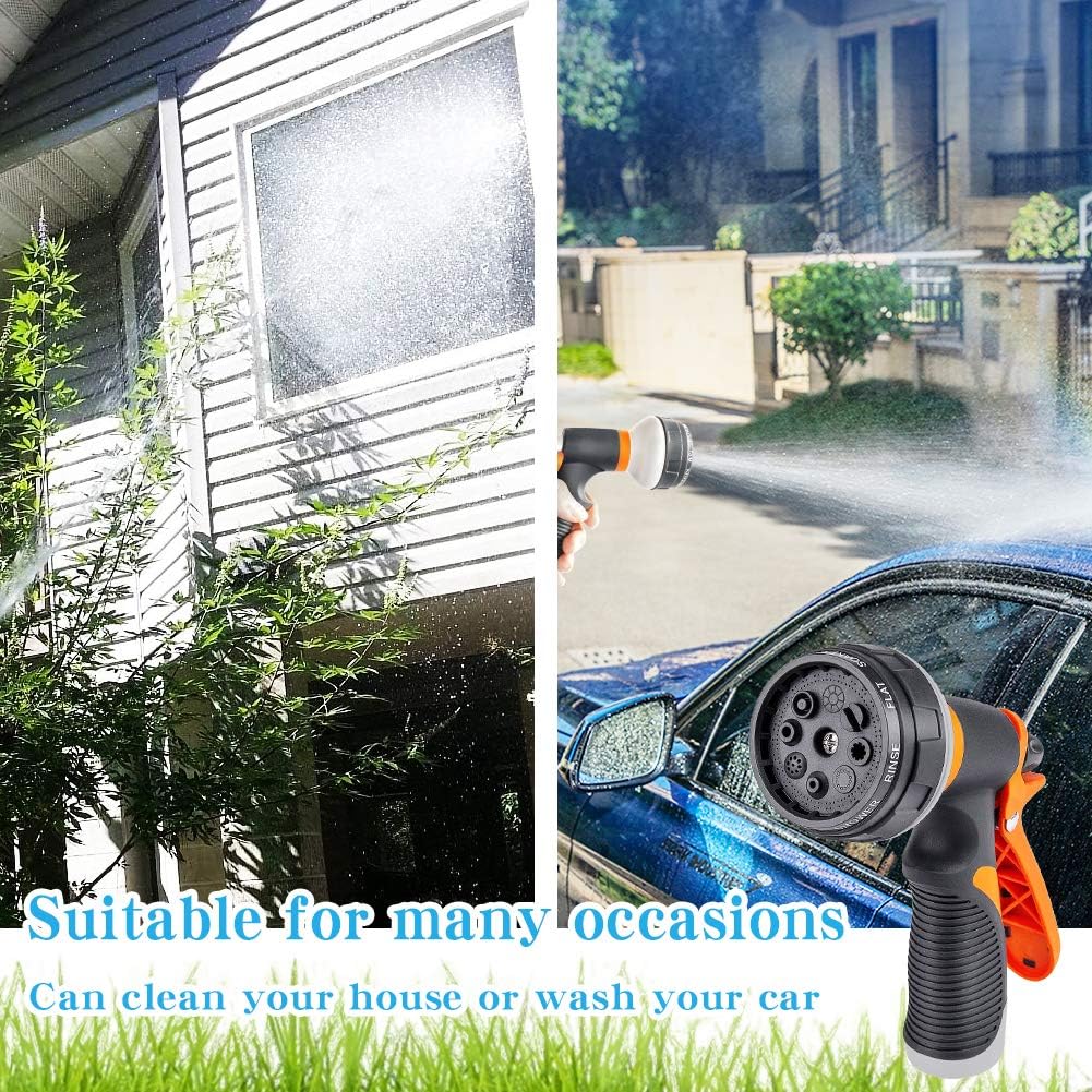 ASIJIA Water Hose Sprayer Nozzle, 8 Adjustable Patterns Garden Hose Nozzle, Slip and Shock Resistant Nozzle High Pressure Water Gun for Watering Garden,Lawns, Washing Cars, Showering Pets etc.: Home Improvement