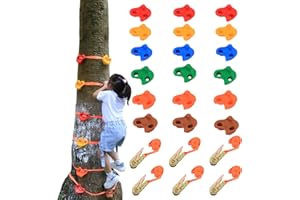 mifasuo Climbing Hold for Kids Outdoor-Ninja Tree Climbing Rocks 18 Pcs with 6 Ratchet Straps Grip Kits for Outdoor Ninja Warrior Obstacle Course Training (Rocks 15 Pcs and 6 Ratchet)