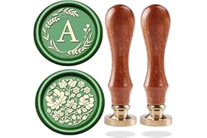 WUERLIN Initial Letter Alphabet A Wax Seal Stamp,Wicker Eucalyptus Initial A Sealing Wax Stamp with Flower Wax Stamp for Wedding Invitation Gift Wrap Envelopes Christmas Card (Initial A)