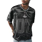 RoseSeek Men's Vintage Satin Jersey Shirts V Neck Short Sleeve Graphic Tees Basketball T Shirt Streetwear