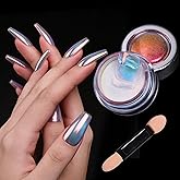 Aurora Unicorn Chrome Nail Powder - Iridescent Holographic Chrome Nail Pigment Shimmer Mermaid Glitter Dust for DIY Manicure Salon Nail Art Decoration, Long-Lasting Shiny Effect for Acrylic Nails