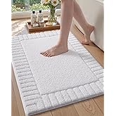 Color&Geometry Standard Sized Bath Rugs Non Slip Washable, 20"x31.5" Absorbent White Bathroom Rugs, Soft Bath Mats for Bathroom Floor, Shower, Bathtub, Laundry