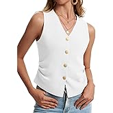WUDODO Sweater Vest Women Dressy Button Up Knit Sleeveless Tank Tops Work Business Casual Outfits Summer