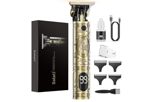 Hair Clippers for Men, Professional Electric Haircut Kit, Zero Gapped Clippers, Beard Trimmer Cordless Rechargeable T-Blade H