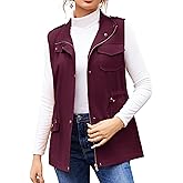 Beyove Womens Lightweight Sleeveless Military Anorak Cargo Vest No Hood