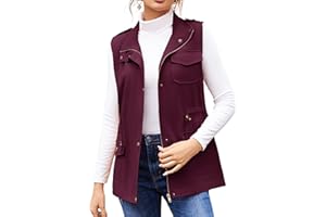 Beyove Womens Lightweight Sleeveless Military Anorak Cargo Vest No Hood