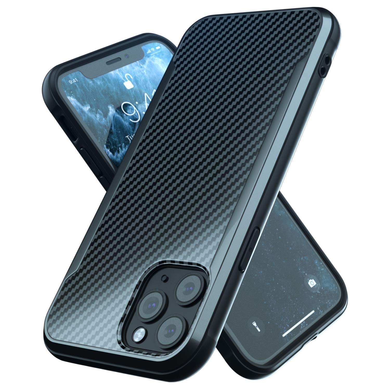 Designed for iPhone 11 Pro Case with Carbon Fiber Pattern, 12ft. Drop Tested, Wireless Charging Compatible - Black
