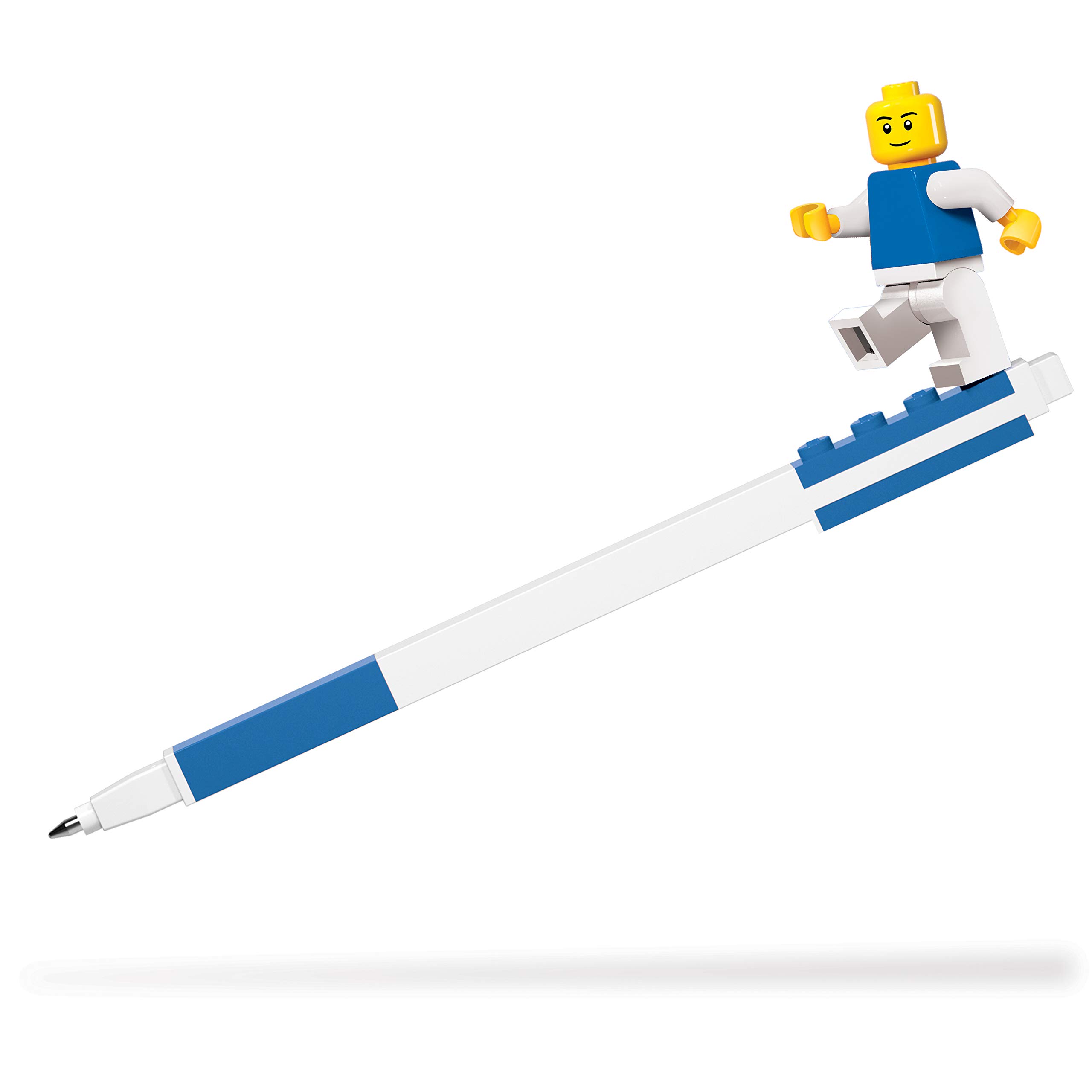 IQ LEGO Blue Gel Pen - Creative Quick Dry Gel Pen with LEGO Tile - Color Set, Fine Tip 0.5 - Office Writing Tool