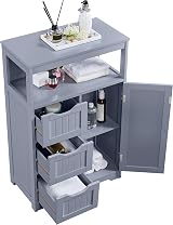 Yaheetech Bathroom Storage Cabinet with 3 Drawers 1 Door Gray view 6