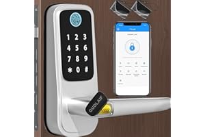 GUDLAIF Smart Lock, 5-in-1 Keyless Entry Door Lock, Smart Door Locks for Front Door, Fingerprint Door Lock, Biometric Door Lock with Handle, Door Lock with Code Support App &WiFi Control (Silver)