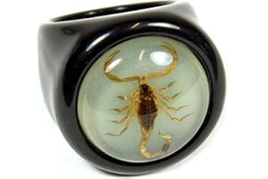 REALBUG Golden Scorpion Black Ring Size 7