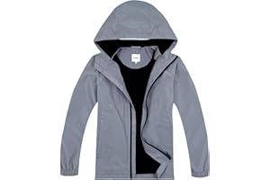 KFRRZC Boys Rain Jackets Waterproof Hooded fleece Raincoats Lightweight Windbreakers for Kids