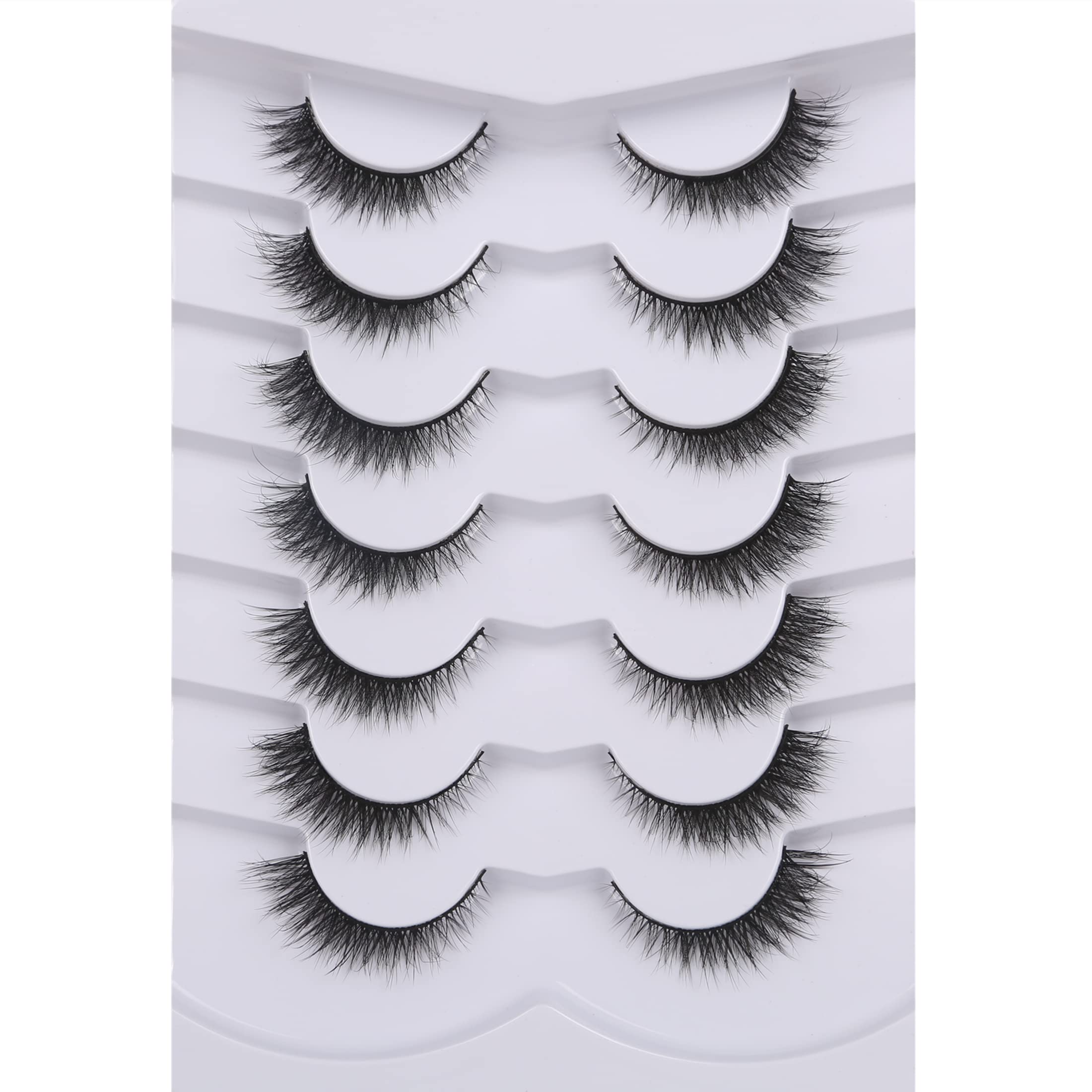 Photo 1 of Pooplunch False Eyelashes Extension Volume Cat Eye Look Natural Wispy Short Volume 8D Fake Eyelashes Faux Mink Strip Lashes 7 Pairs Pack