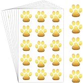 Harloon 20 Sheets 300 Pcs Paw Print Tattoos Temporary Paw Print Face Tattoos Dog Stickers Removable for Cheer Patrol Women Body Arm Foot(Gold)