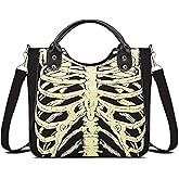 Gothic Backpack Canvas Bag Luminous Fashion Skull Crossbody Printed Bag Zipper Luminous Striped Shoulder Bag (Sternum Bag)