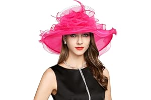 YIDINGCO Kentucky Derby Hat for Women Ladies Girls, UV Protection Organza Fascinator Tea Party Bridal Church Sunday Sun Hat
