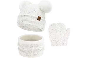 FZ FANTASTIC ZONE Toddler Kids Winter Hats Gloves Scarfs Beanie Mittens Neck Warmer for 0 6 12 Months 1 2 3 4-8 Year Old Baby Girls Boys Gifts