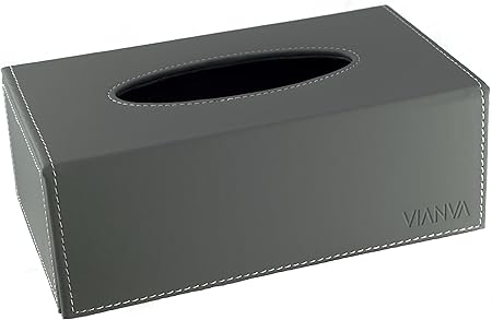 VIANVA Caja para Pañuelos - Gris con Costuras Blancas: Amazon.es: Hogar