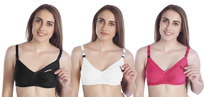 Seamed Breastfeeding Nursing Maternity Bra for Women's Combo (Pack of 3)