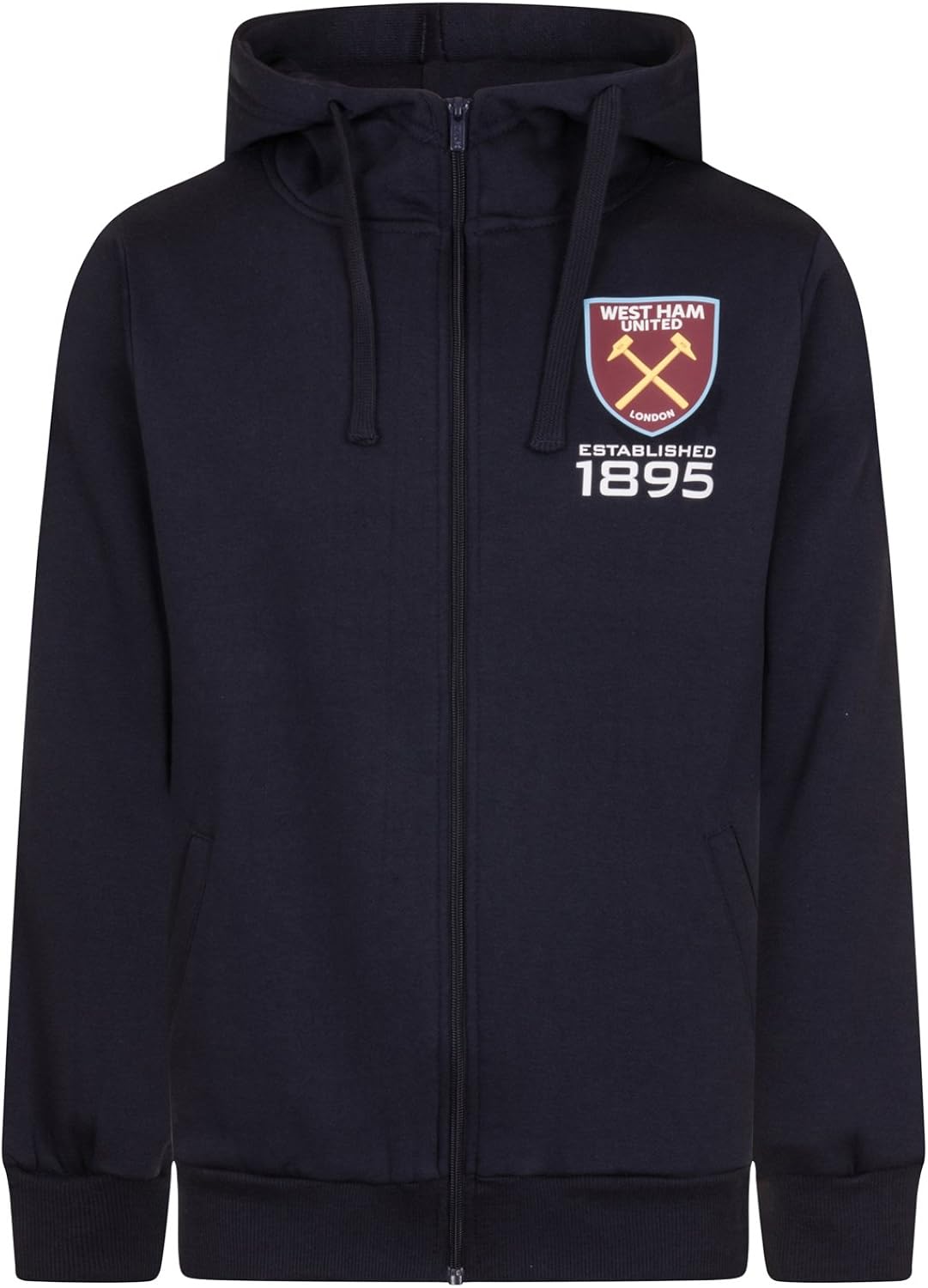 West Ham United FC Official Football Gift Mens Fleece Zip Hoody Navy