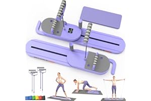 THMOSZ 2025 Upgrated Pilates Board, Portable Pilates Reformer with Two Groups Resistance Band and Counter, Multi-Function Abdominal Pilates Board for Home, Suitable for Women's Full-Body Workouts