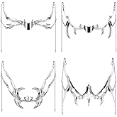 Relaxgiant 4 Pcs Cyber Punk Masks Metal Cosplay Accessories Unisex | Steampunk Mask, Silver Steel Cyber Punk Costume Accessories for Women Men, Halloween Masquerade Party Supplies