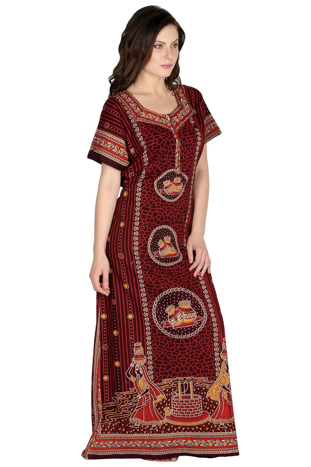 secret wish women's cotton brown nighty, nightdress