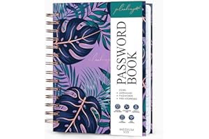 PLANBERRY Password Book Premium – Alphabetized Internet Address Organizer with A-Z Tabs – Website & Computer Password Keeper with Alphabetical Tabs – 6.2x7.7″, Hardcover (Wild Purple)