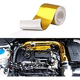 Sporacingrts 2" x 29.5 feet (9M) Gold Adhesive Heat Shield ReflectiveTape Wrap Roll Compatible with Car Intake Pipe, Engine B