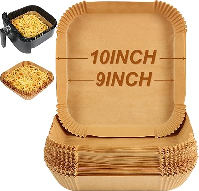 BYKITCHEN 9 Inch Air Fryer Liners 50pcs Unbleached Parchment Paper Nonstick