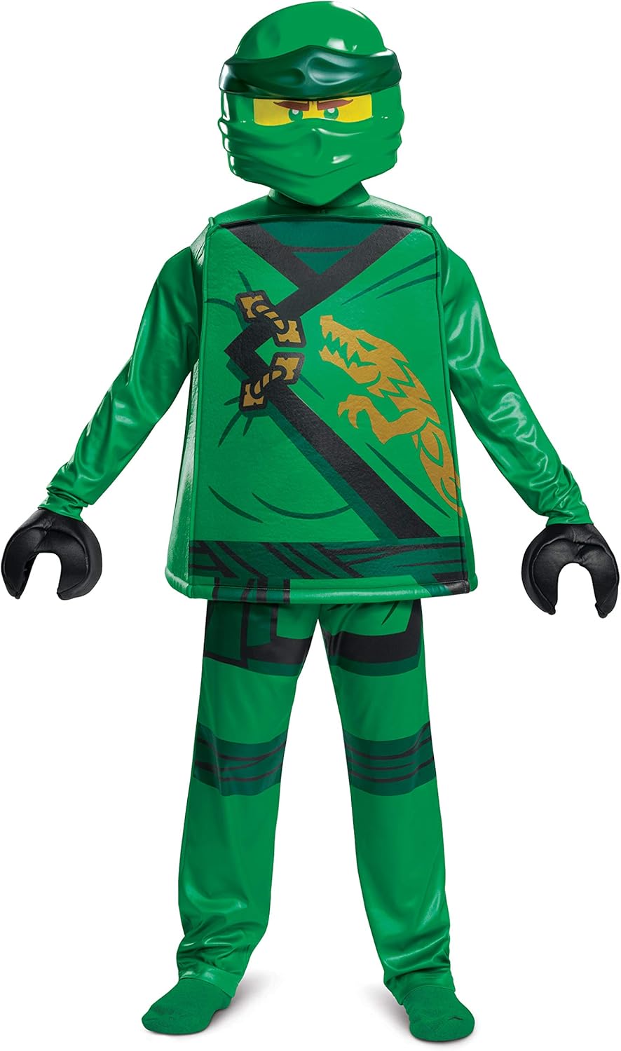 DISGUISE Official Deluxe LEGO Ninjago Costume Kids, Ninja Costume Kids Boys Children, Lloyd Ninjago Costume Green
